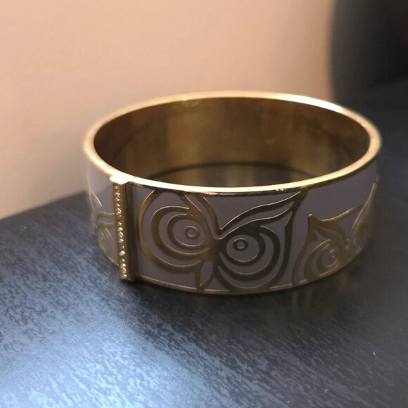 Marc By Marc Jacobs Enamel Owl Bracelet Gold Bangle - Picture 1 of 5